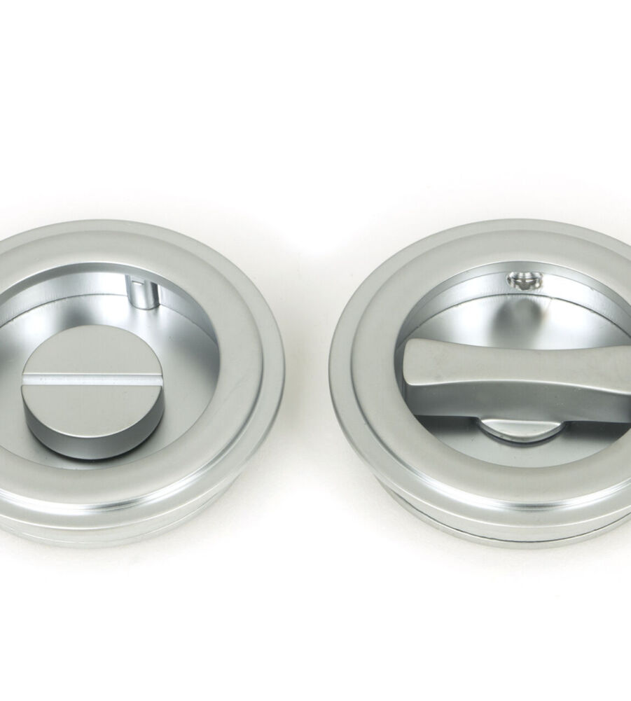 From The Anvil Satin Chrome 60mm Art Deco Round Pull - Privacy Set