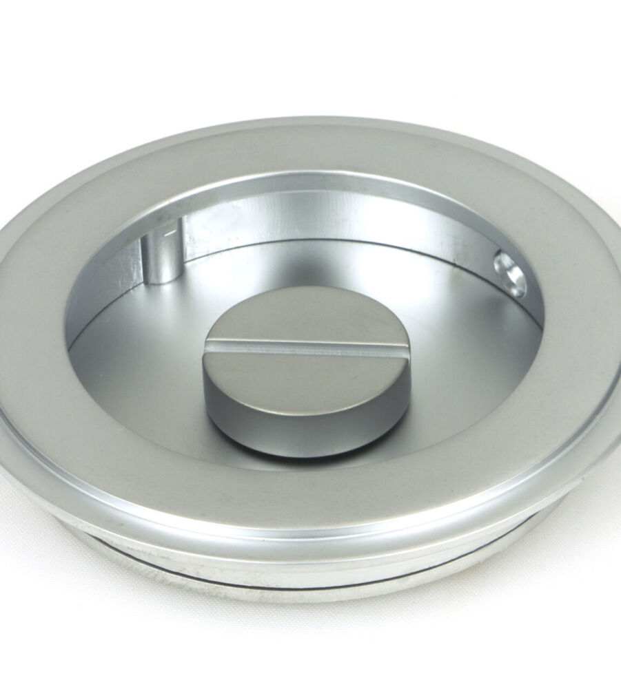 From The Anvil Satin Chrome 75mm Art Deco Round Pull - Privacy Set - Image 4