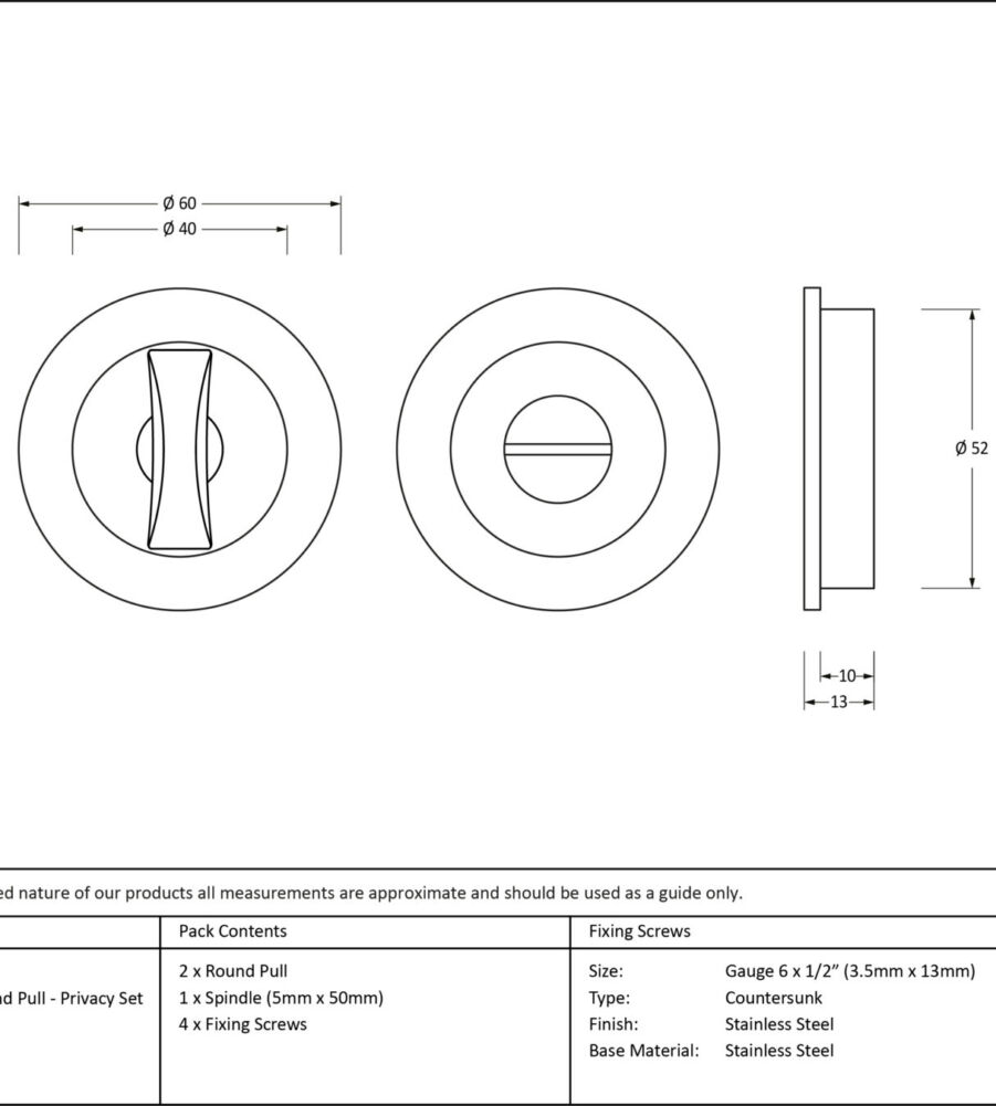 From The Anvil Satin Chrome 60mm Plain Round Pull - Privacy Set - Image 2