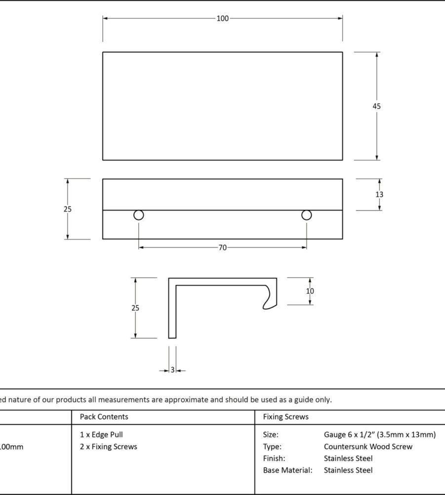 From The Anvil Satin Chrome 100mm Plain Edge Pull - Image 2