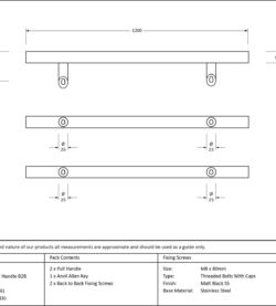 From The Anvil Matt Black (316) 1.2m Offset T Bar Handle B2B 32mm - Image 2