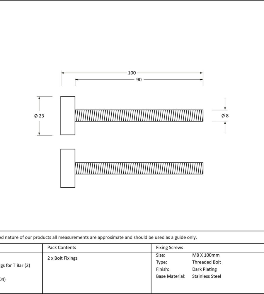 From The Anvil Aged Brass (304) 100mm Bolt Fixings for T Bar (2) - Image 2