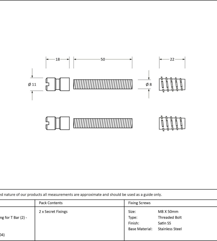 From The Anvil Satin SS (304) 50mm Secret Fixings for T Bar (2) - Offset - Image 2