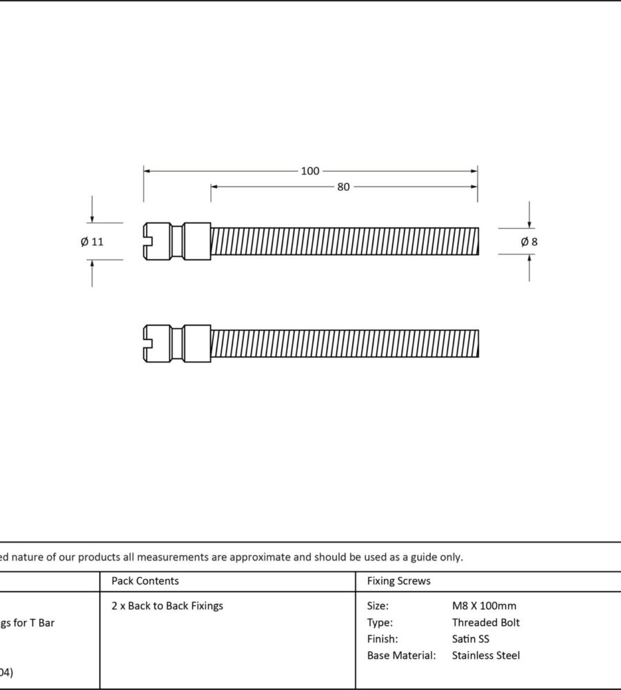 From The Anvil Satin SS (304) 100mm Back to Back Fixings for T Bar (2) - Offset - Image 2