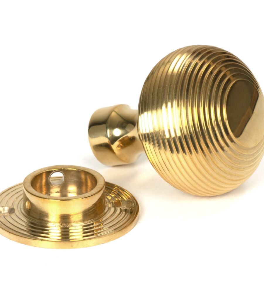 From The Anvil Polished Brass Heavy Beehive Mortice/Rim Knob Set - Image 4