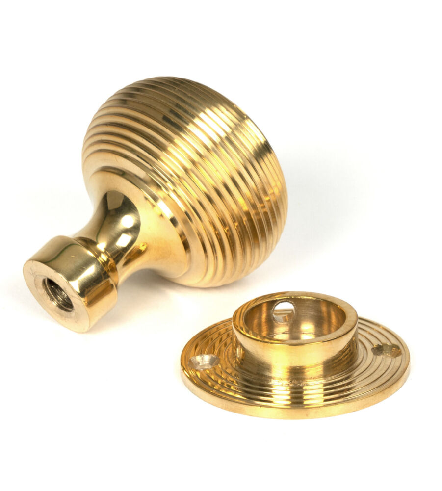 From The Anvil Polished Brass Heavy Beehive Mortice/Rim Knob Set - Image 5