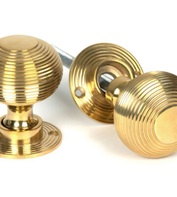 From The Anvil Polished Brass Heavy Beehive Mortice/Rim Knob Set