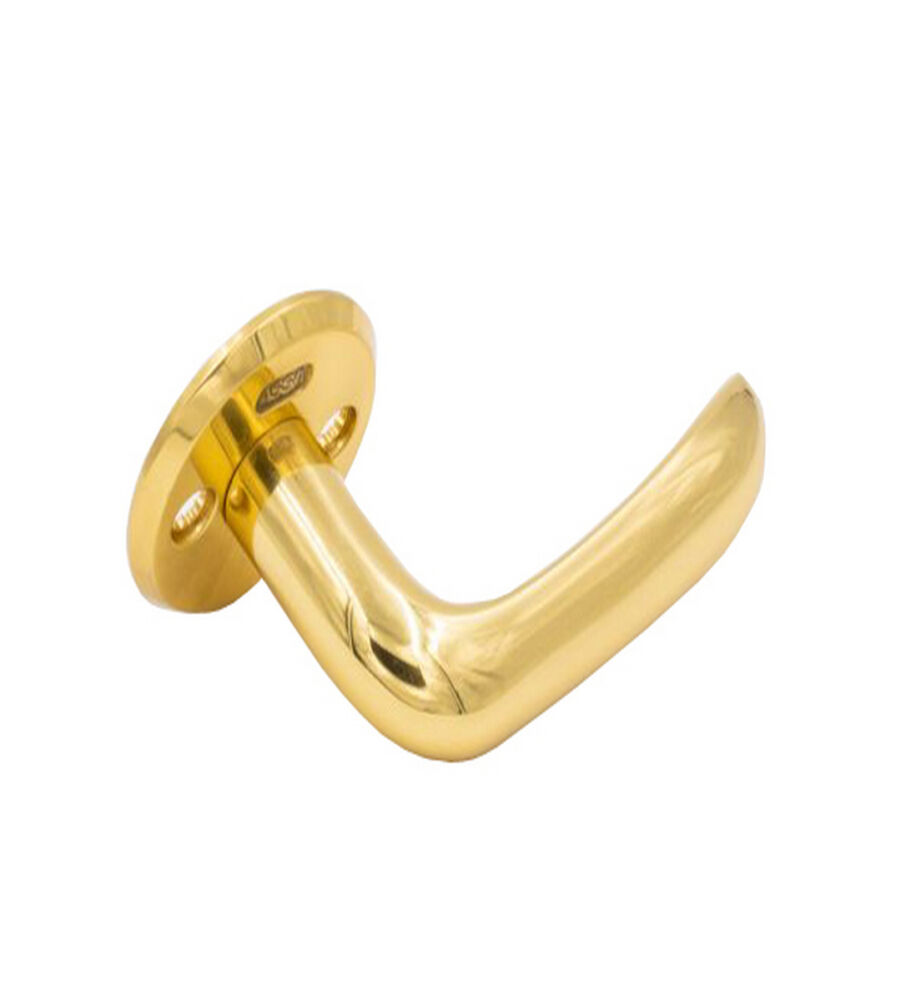 ASSA 640 Polished Brass Lever Scandi Door Handles - Image 2