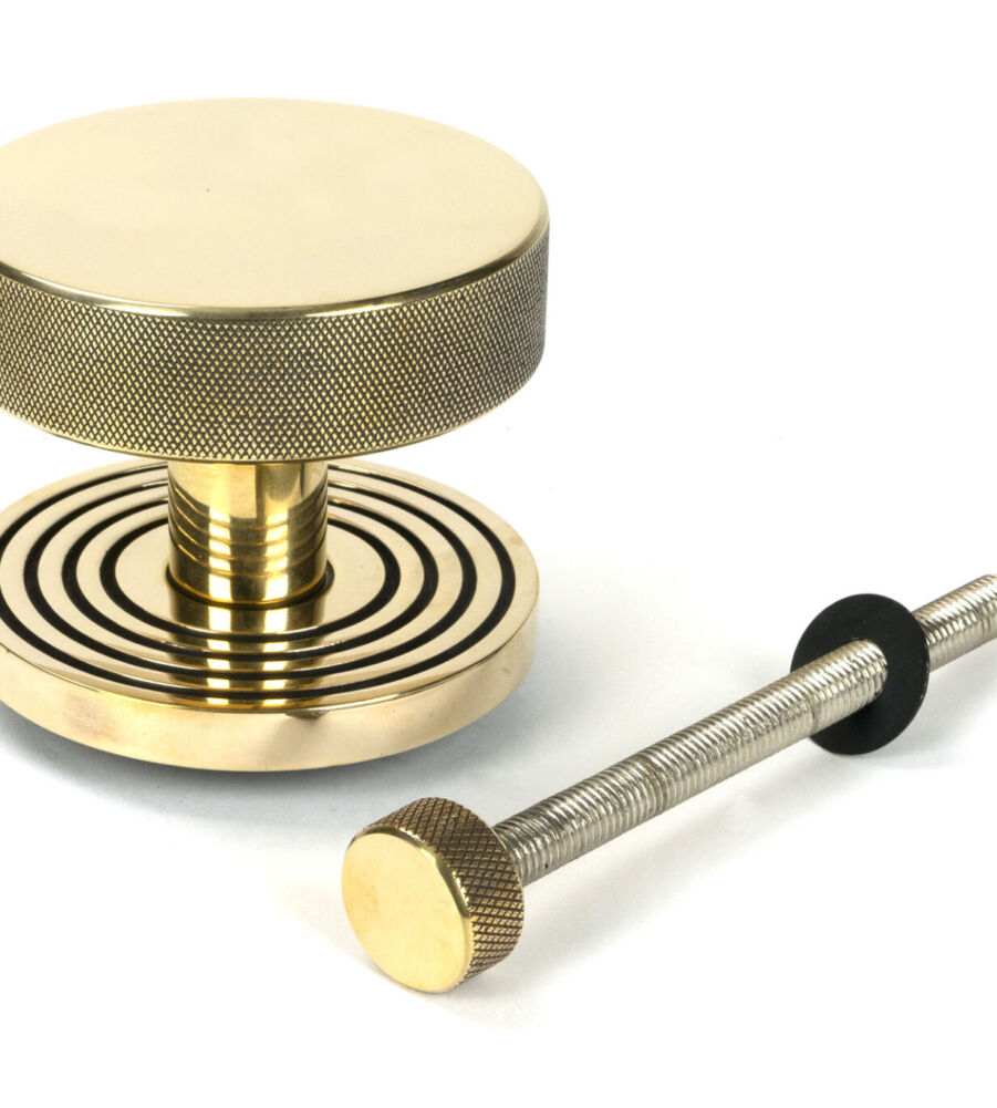 From The Anvil Aged Brass Brompton Centre Door Knob (Beehive) - Image 2