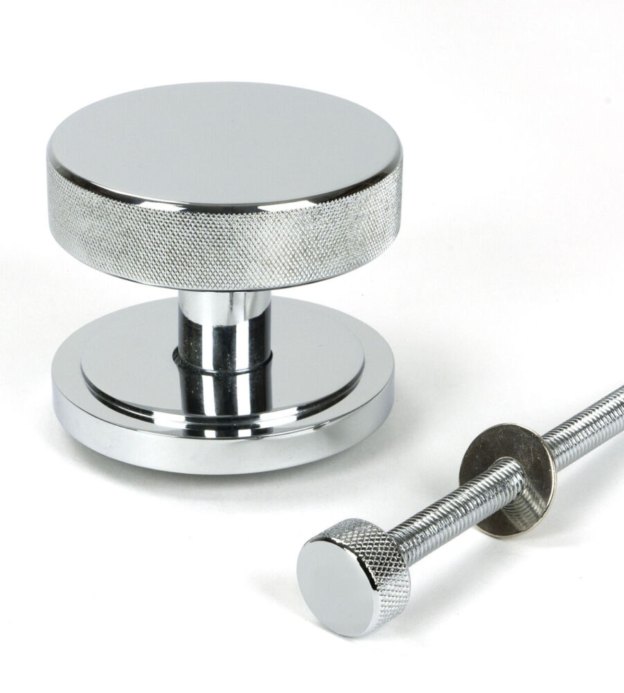 From The Anvil Polished Chrome Brompton Centre Door Knob (Art Deco) - Image 2