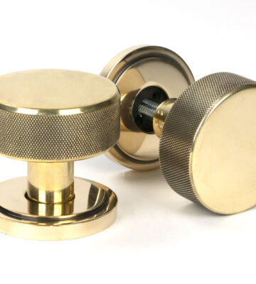 From The Anvil Aged Brass Brompton Mortice/Rim Knob Set (Art Deco)