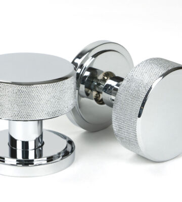 From The Anvil Polished Chrome Brompton Mortice/Rim Knob Set (Art Deco)