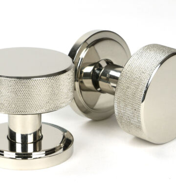 From The Anvil Polished Nickel Brompton Mortice/Rim Knob Set (Art Deco)