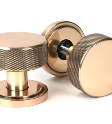 From The Anvil Polished Bronze Brompton Mortice/Rim Knob Set (Art Deco)