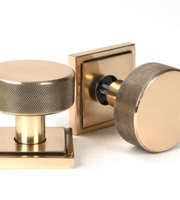 From The Anvil Polished Bronze Brompton Mortice/Rim Knob Set (Square)