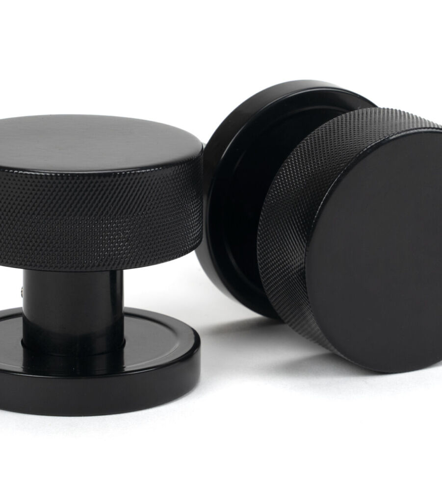 From The Anvil Black Brompton Mortice/Rim Knob Set (Plain)