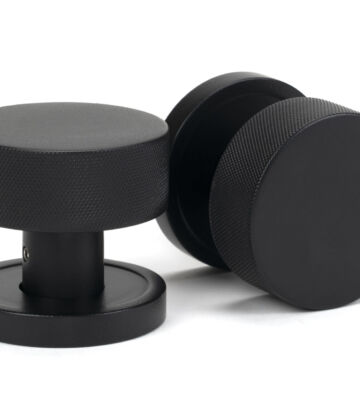 From The Anvil Matt Black Brompton Mortice/Rim Knob Set (Plain)