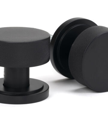 From The Anvil Matt Black Brompton Mortice/Rim Knob Set (Art Deco)