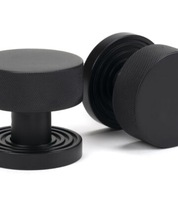 From The Anvil Matt Black Brompton Mortice/Rim Knob Set (Beehive)