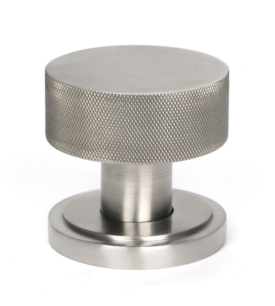 From The Anvil Satin Marine SS (316) Brompton Mortice/Rim Knob Set (Art Deco) - Image 2