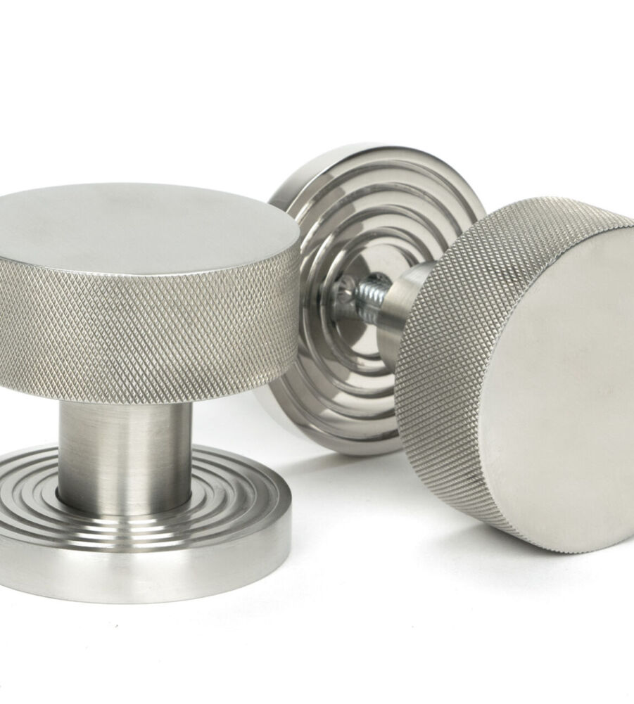 From The Anvil Satin Marine SS (316) Brompton Mortice/Rim Knob Set (Beehive)