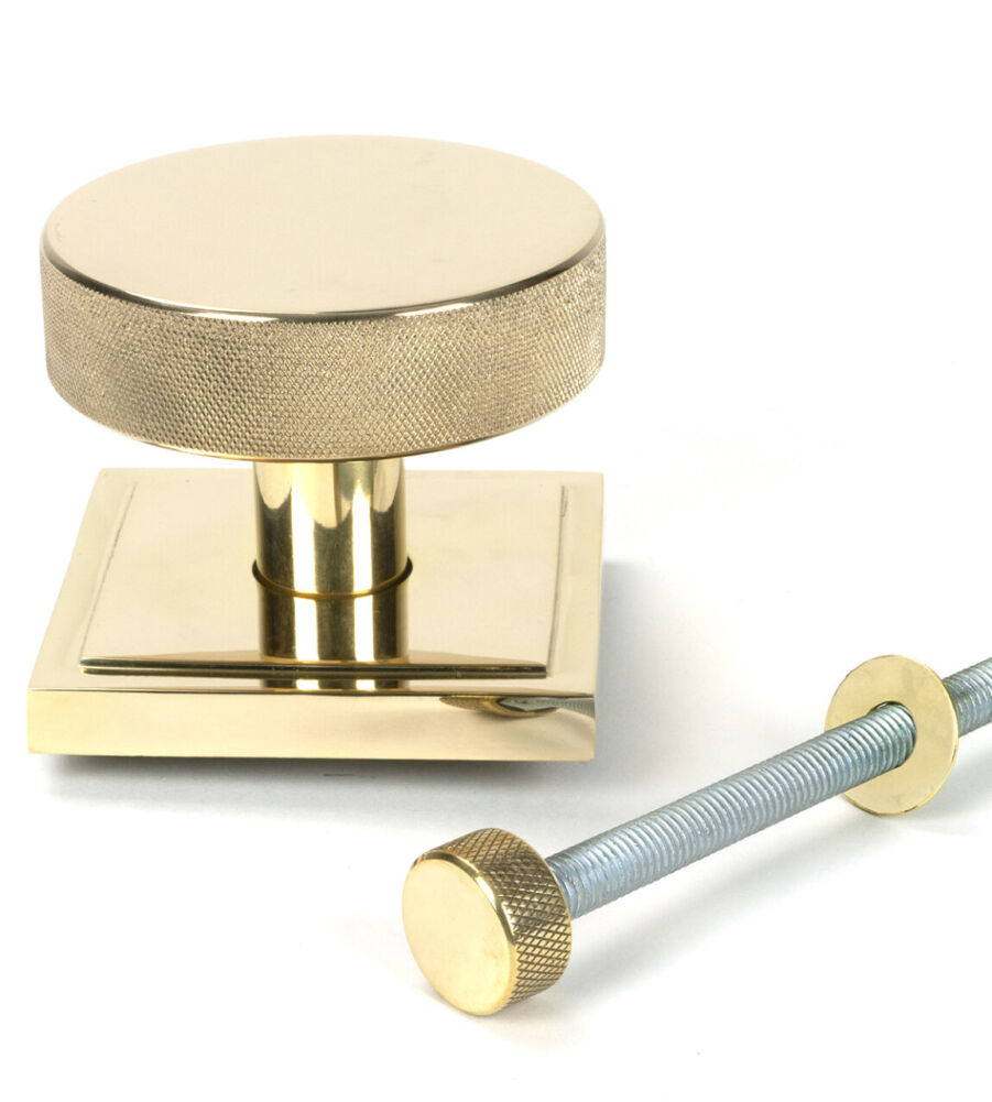 From The Anvil Polished Brass Brompton Centre Door Knob (Square) - Image 2
