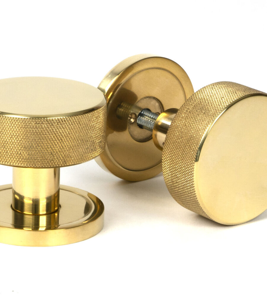 From The Anvil Polished Brass Brompton Mortice/Rim Knob Set Knob (Plain)