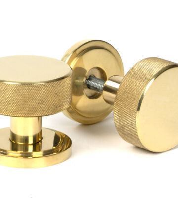 From The Anvil Polished Brass Brompton Mortice/Rim Knob Set Knob (Art Deco)