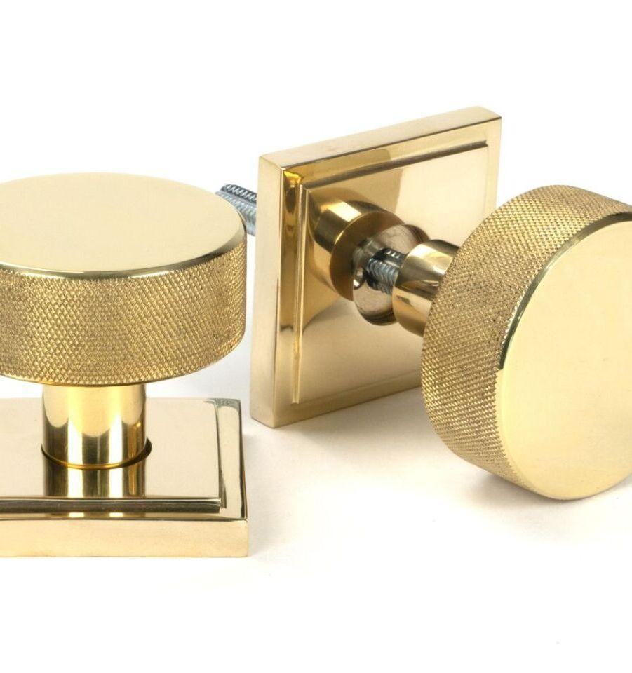 From The Anvil Polished Brass Brompton Mortice/Rim Knob Set Knob (Square)