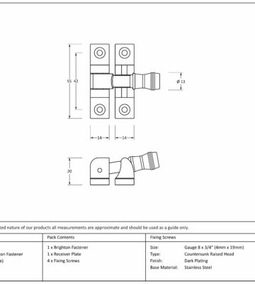 From The Anvil Aged Brass Prestbury Brighton Fastener – Narrow (Square)