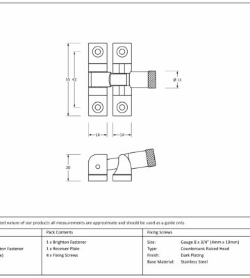 From The Anvil Aged Bronze Brompton Brighton Fastener – Narrow (Square)