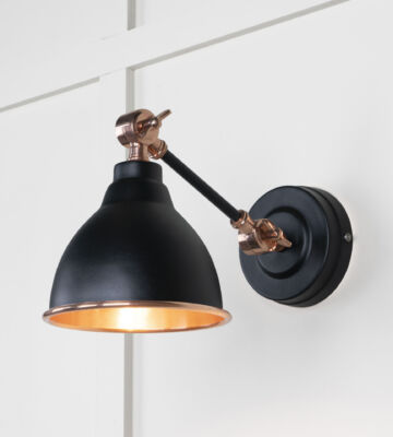 From The Anvil Smooth Copper Brindley Wall Light In Elan Black
