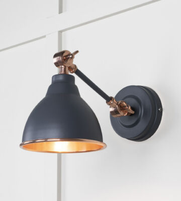 From The Anvil Smooth Copper Brindley Wall Light in Slate
