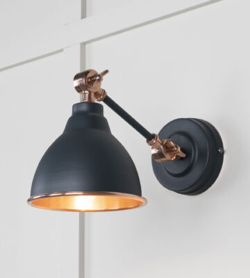From The Anvil Smooth Copper Brindley Wall Light In Soot