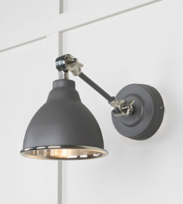 From The Anvil Smooth Nickel Brindley Wall Light In Bluff