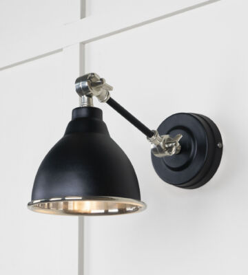 From The Anvil Smooth Nickel Brindley Wall Light in Elan Black