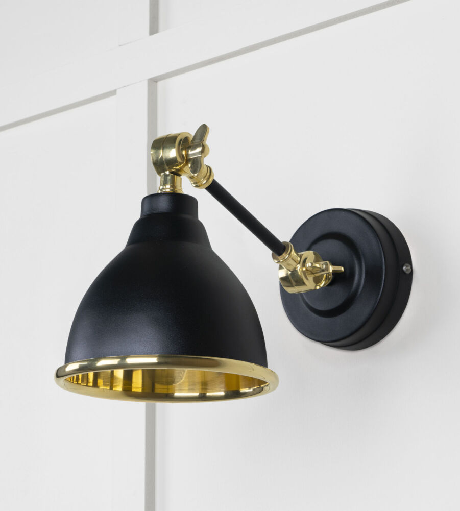 From The Anvil Smooth Brass Brindley Wall Light in Elan Black - Image 3
