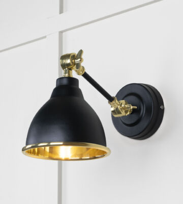 From The Anvil Smooth Brass Brindley Wall Light in Elan Black