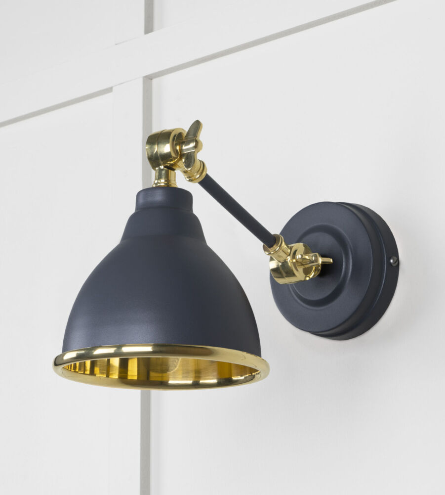 From The Anvil Smooth Brass Brindley Wall Light in Slate - Image 3