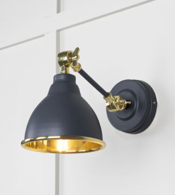 From The Anvil Smooth Brass Brindley Wall Light in Slate