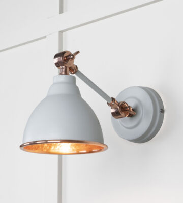 From The Anvil Hammered Copper Brindley Wall Light In Birch