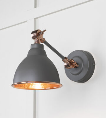From The Anvil Hammered Copper Brindley Wall Light In Bluff