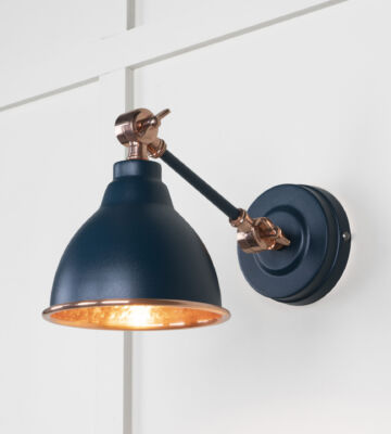 From The Anvil Hammered Copper Brindley Wall Light In Dusk