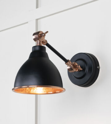 From The Anvil Hammered Copper Brindley Wall Light in Elan Black