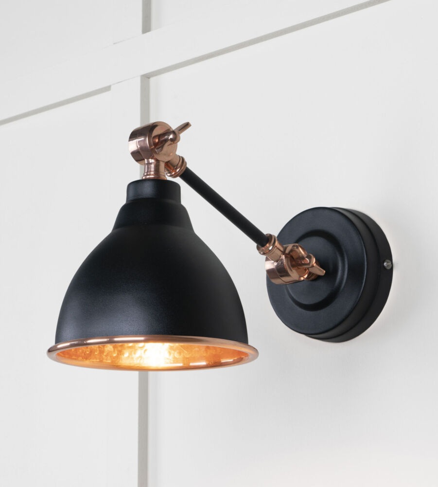 From The Anvil Hammered Copper Brindley Wall Light in Elan Black
