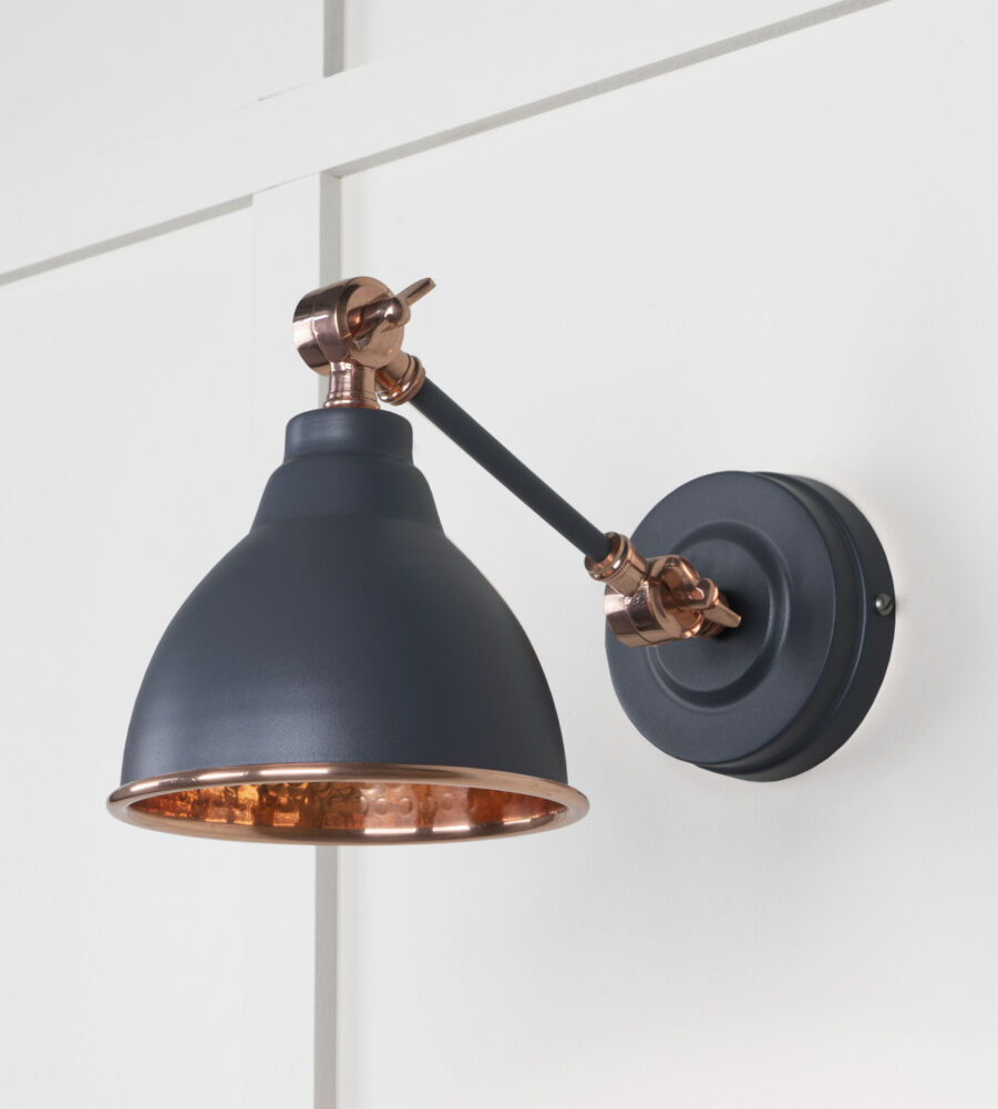 From The Anvil Hammered Copper Brindley Wall Light in Slate - Image 3