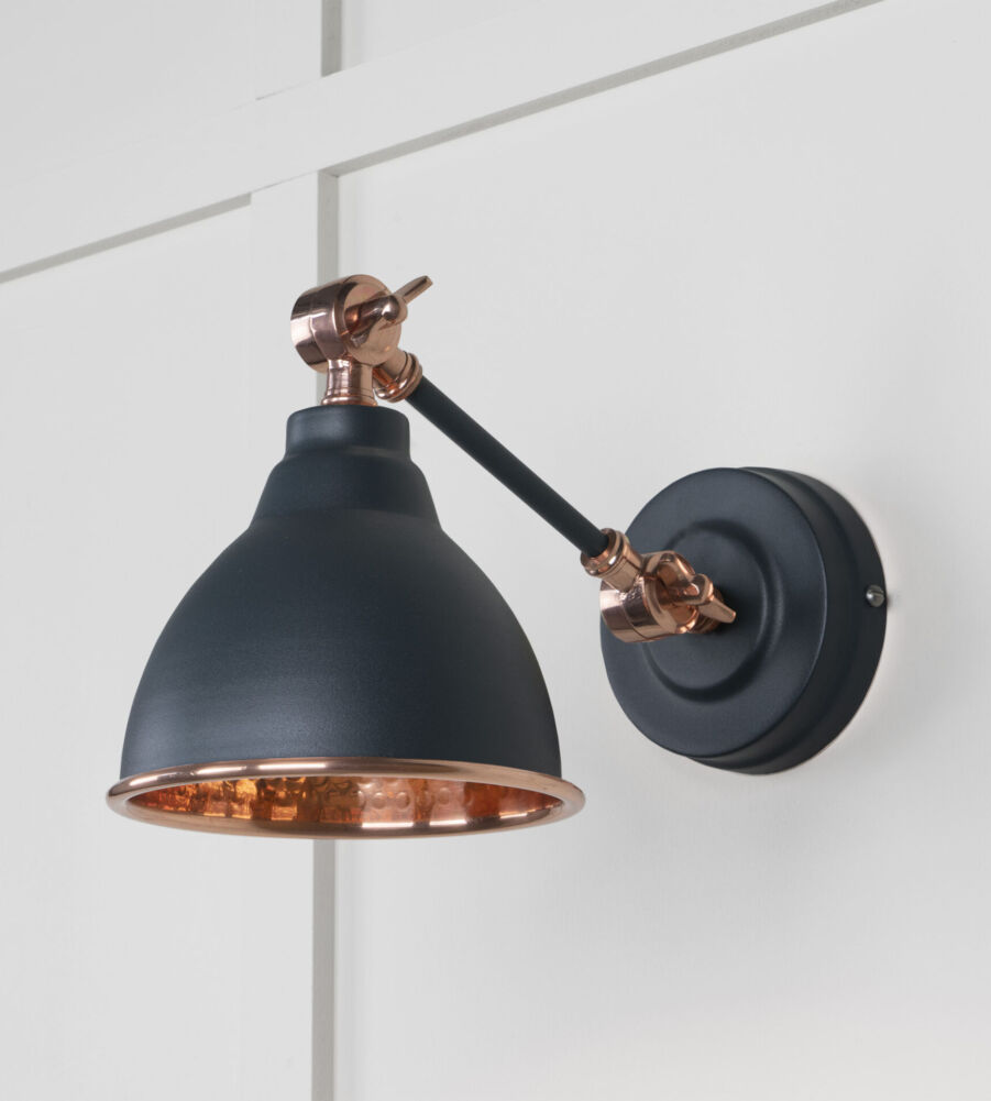 From The Anvil Hammered Copper Brindley Wall Light in Soot - Image 3