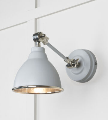 From The Anvil Hammered Nickel Brindley Wall Light In Birch