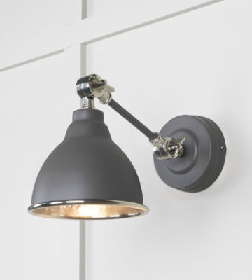 From The Anvil Hammered Nickel Brindley Wall Light In Bluff