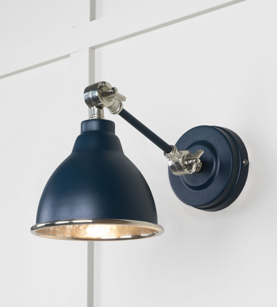 From The Anvil Hammered Nickel Brindley Wall Light in Dusk